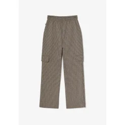 Pantalon fille, cargo Ruzenagi à motif pied de poule beige