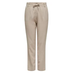 Pantalon Finitions cordon de serrage beige gris en lin