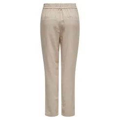 Pantalon Finitions cordon de serrage beige gris en lin
