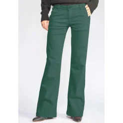 Pantalon Flare Joelle vert sapin en coton