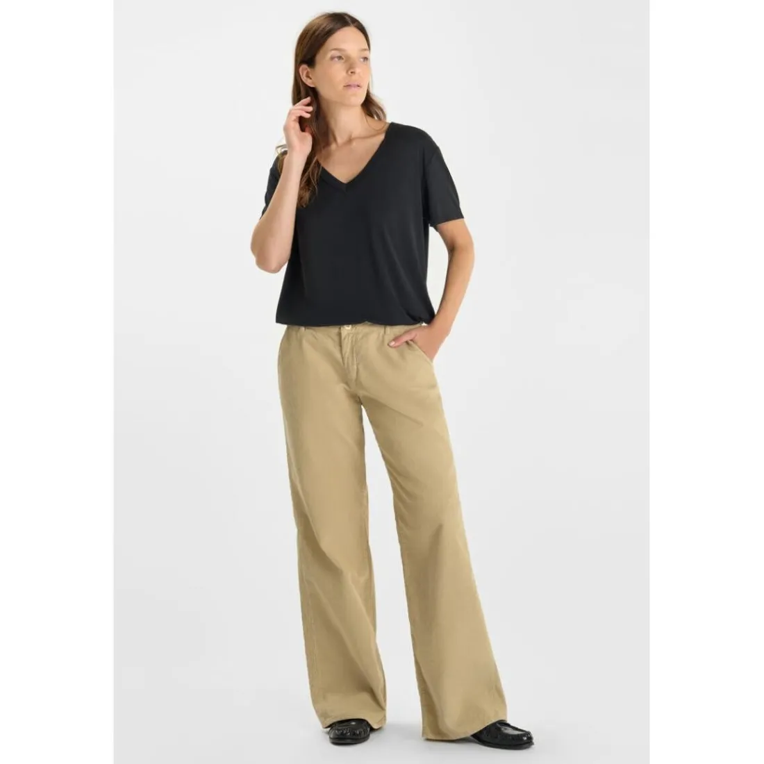 Pantalon flare TAHIS beige Gaia en coton
