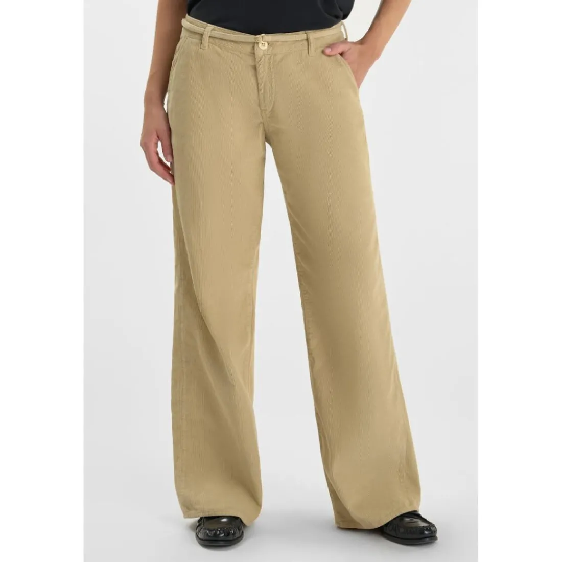 Pantalon flare TAHIS beige Gaia en coton