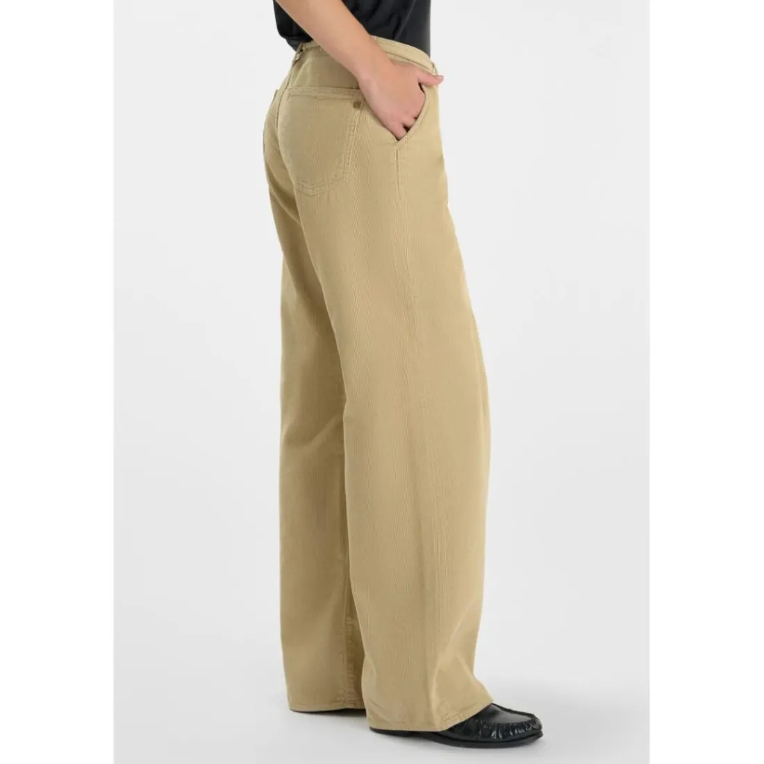 Pantalon flare TAHIS beige Gaia en coton