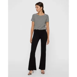 Pantalon Flared Fit Taille moyenne noir en viscose