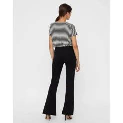 Pantalon Flared Fit Taille moyenne noir en viscose