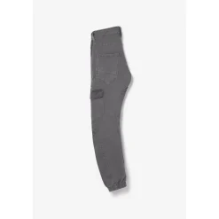 Pantalon garçon, Tobati tapered arqué anthracite gris en coton