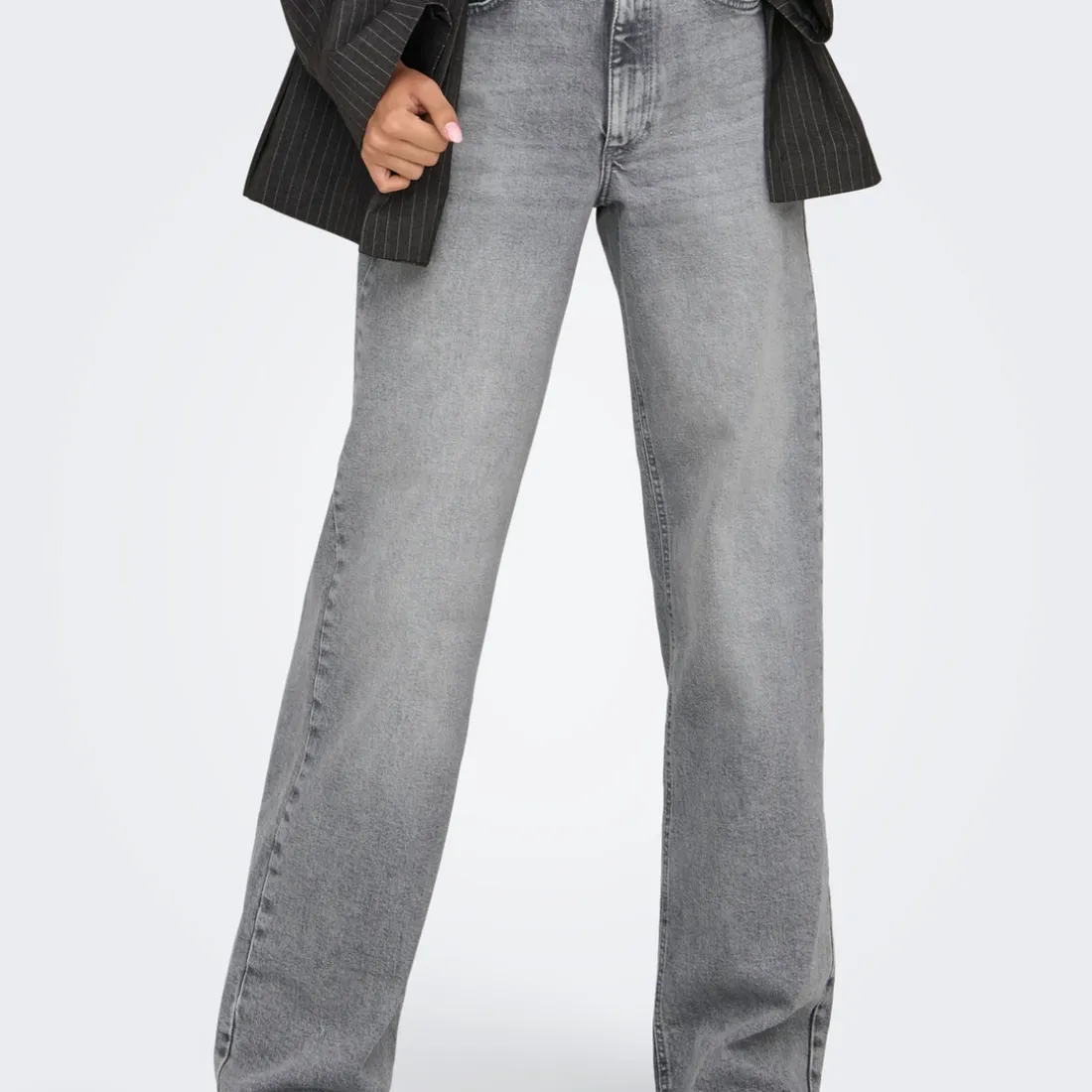 Pantalon Jean Taille Haute ONLJUICY - Gris en coton Zara