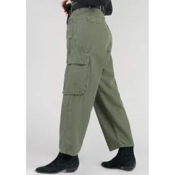Pantalon loose, large AMBROISE vert en coton