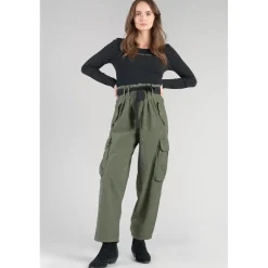 Pantalon loose, large AMBROISE vert en coton