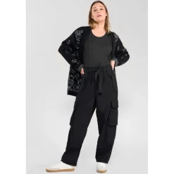 Pantalon loose, large AMBROISE noir Mia en coton