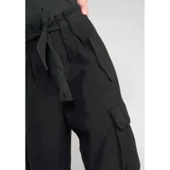 Pantalon loose, large AMBROISE noir Mia en coton