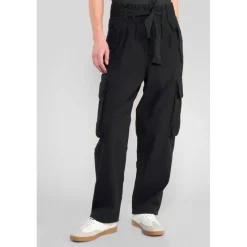 Pantalon loose, large AMBROISE noir Mia en coton