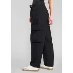 Pantalon loose, large AMBROISE noir Mia en coton