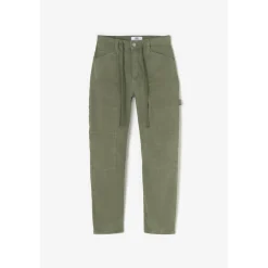 Pantalon loose, large, grandes poches plaquées MADIE kaki vert en coton Joy