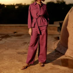 Pantalon PINA mauve en coton violet