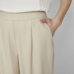 Pantalon regular fit gris clair en lin