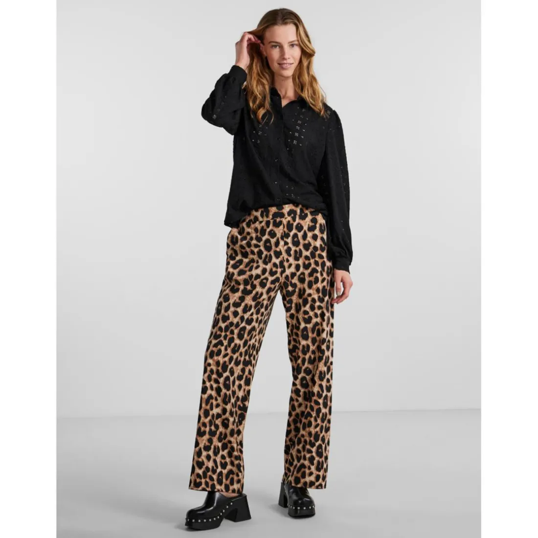 Pantalon regular fit taille élastiquée noir Cleo