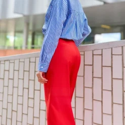 Pantalon rouge SONNY VELOURS en coton