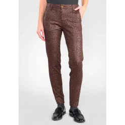 Pantalon slim FLEXO marron Gaia en coton