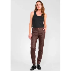 Pantalon slim FLEXO marron Gaia en coton