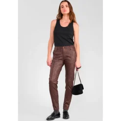 Pantalon slim FLEXO marron Gaia en coton