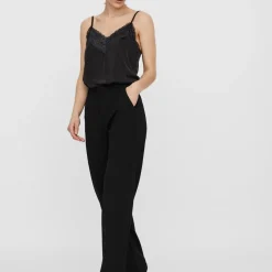Pantalon Straight Fit Taille moyenne Pleine longueur noir Zadie