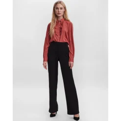 Pantalon Straight Fit Taille moyenne Pleine longueur noir Alia