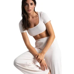 Pantalon taille haute blanc