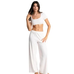 Pantalon taille haute blanc
