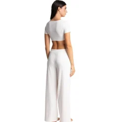 Pantalon taille haute blanc