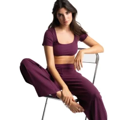 Pantalon taille haute violet