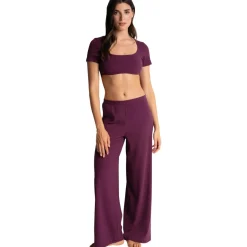 Pantalon taille haute violet