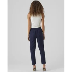 Pantalon taille moyenne bleu en viscose Ava