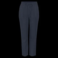 Pantalon taille moyenne bleu en viscose Ava