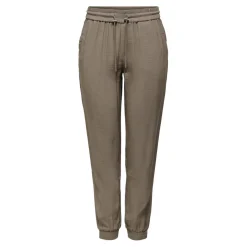 Pantalon taille moyenne kaki clair en viscose Kali