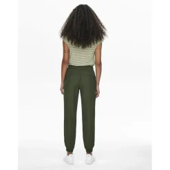 Pantalon taille moyenne vert en viscose Trix
