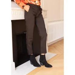 Pantalon uni poches et pinces femme - Noir