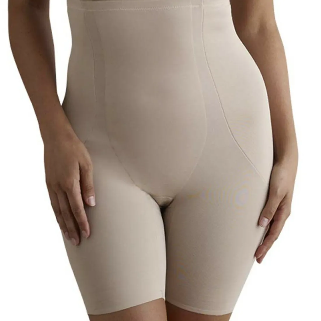 Panty gainant taille haute beige en nylon