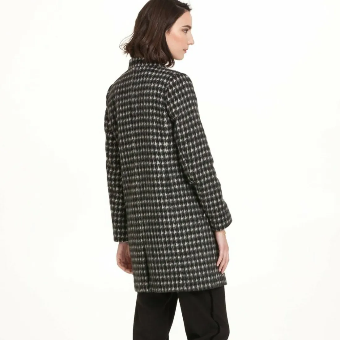 Pardessus masculin imprimé pied de coq femme 3 SUISSES Collection - Noir en laine