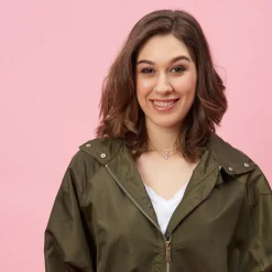 Parka à capuche intérieure manches 3/4 femme - Vert