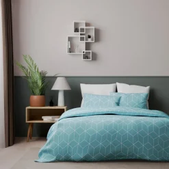 Parure de lit coton JEHAUT - bleu clair