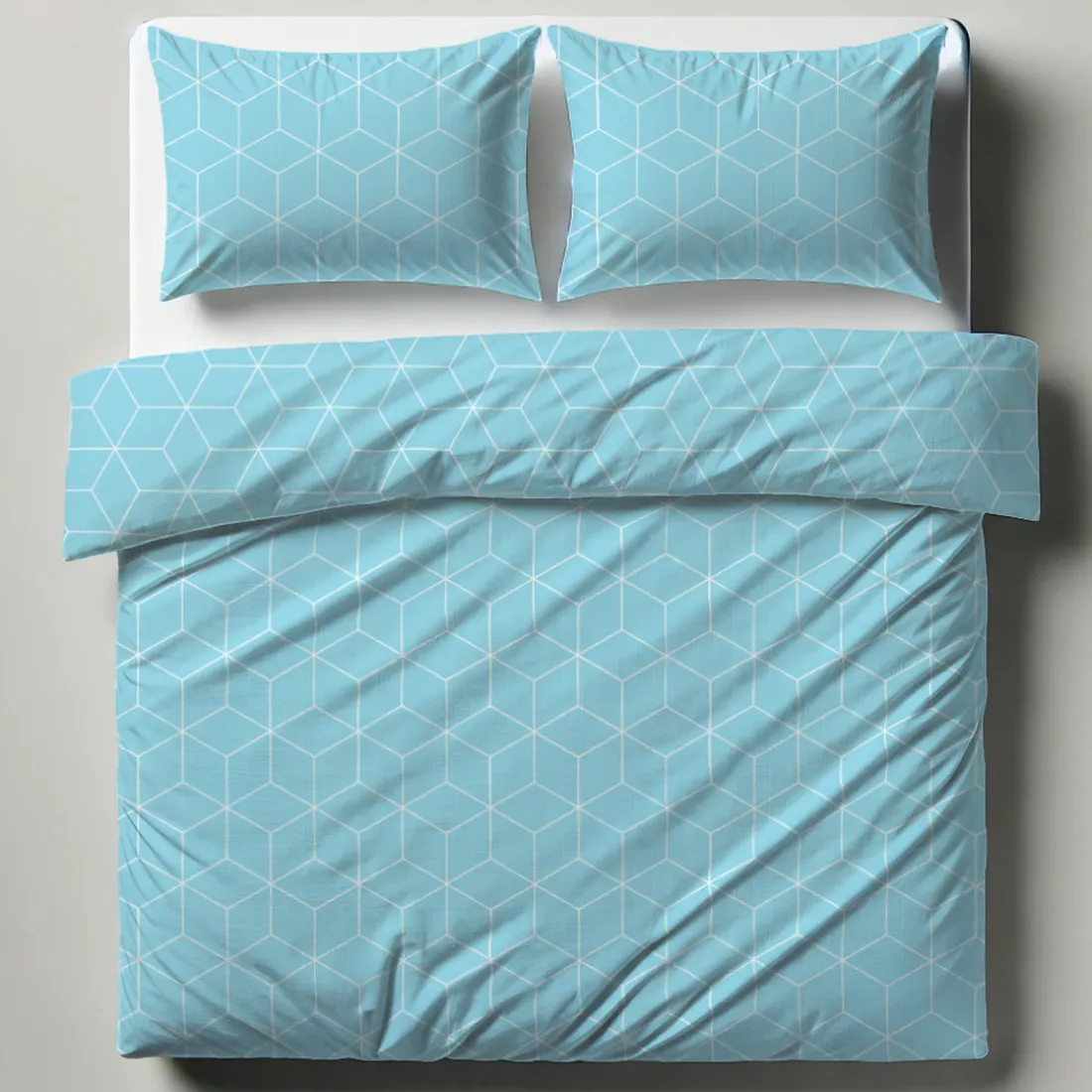 Parure de lit coton JEHAUT - bleu clair