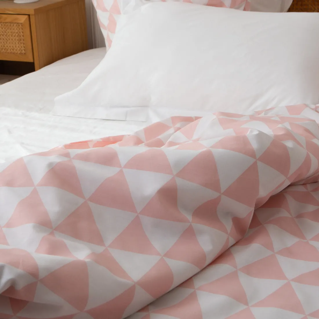 Parure de lit en Coton LORENZ- Rose/Blanc