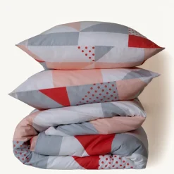 Parure de lit en coton TRIGONE - Rose