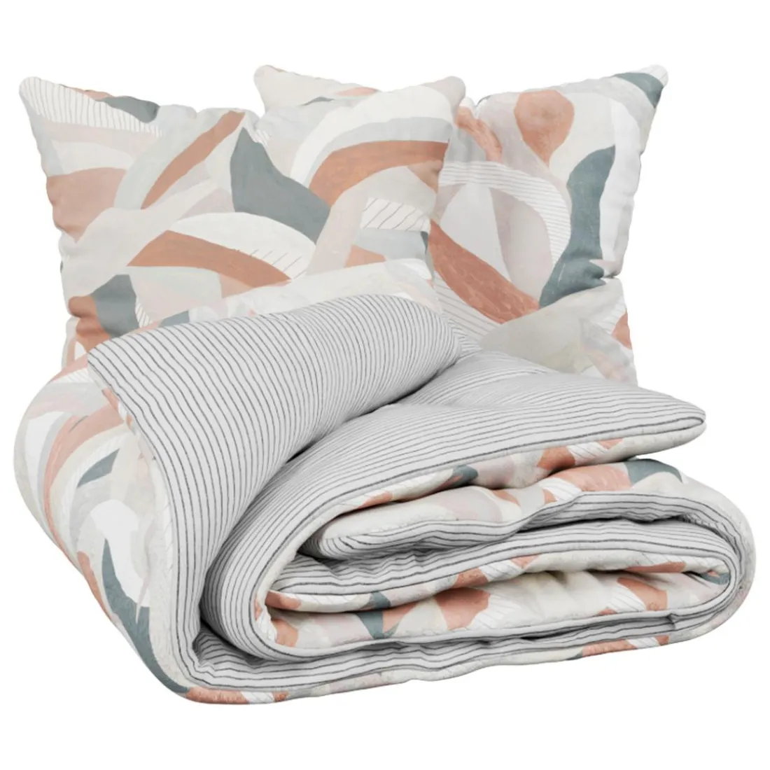 Parure de lit imprimée Aeris 260x240cm - gris