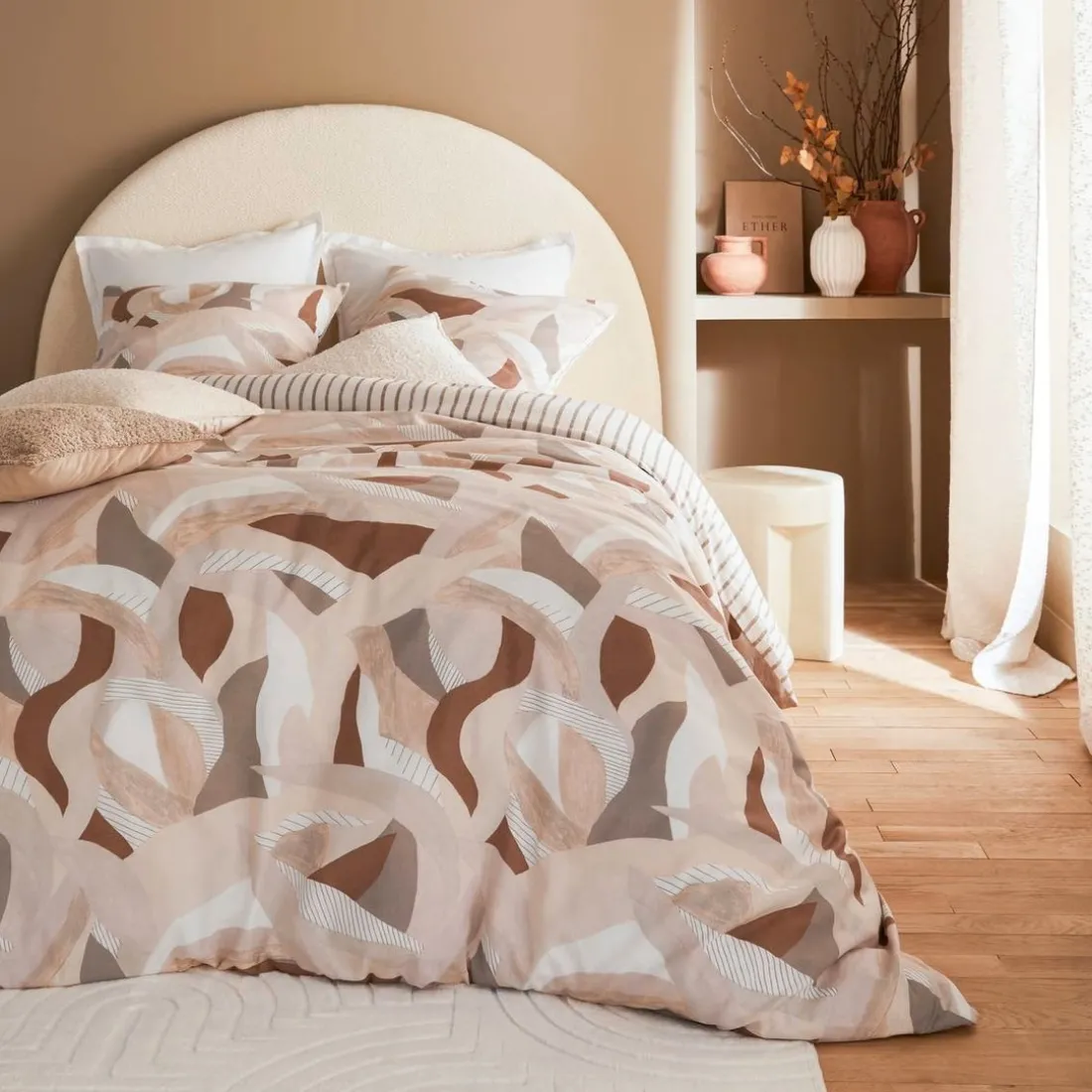 Parure de lit imprimée Aeris 260x240cm - gris