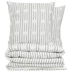 Parure de lit Kain coton blanc/noir 240x220cm