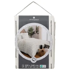 Parure de lit Kain coton blanc/noir 240x220cm