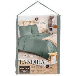 Parure de lit Landiha Percale vert jade 260x240cm