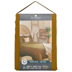 Parure de lit percale jaune ocre 260x240cm
